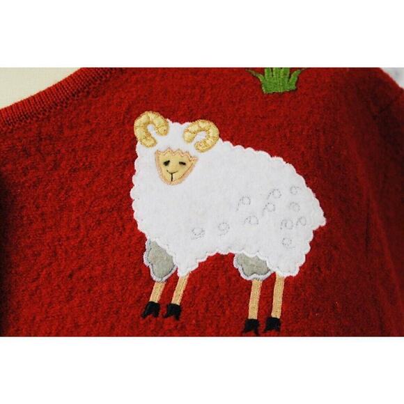 Lisa International-Sweater Jacket Sz M SHEEP Boiled Wool Zip-Up Red Art-to-Wear - Picture 4 of 5